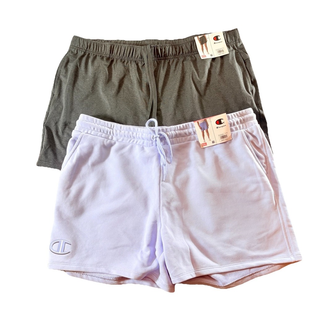 Champion Shorts Womens XXL Lot 2‎ Athletic Lounge Gray Purple NWT Sport Casual